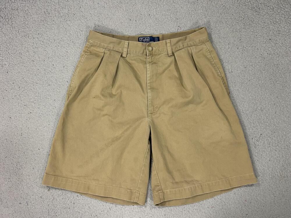 Vintage Polo Ralph Lauren Shorts Mens 30 Beige Tyler Short Pleated Chino Classic